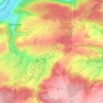 Mapa topográfico Haute-Fontaine, altitud, relieve