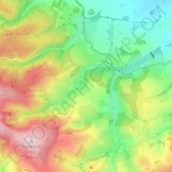 Mapa topográfico Aisholt, altitud, relieve
