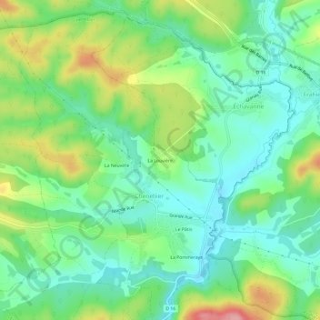 Mapa topográfico La Louvière, altitud, relieve