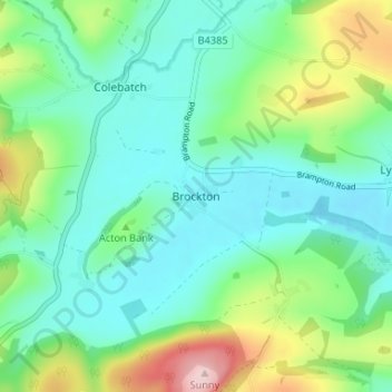 Mapa topográfico Brockton, altitud, relieve