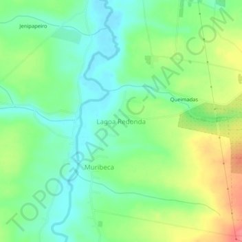 Mapa topográfico Lagoa Redonda, altitud, relieve