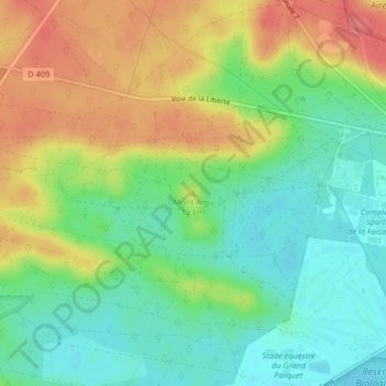 Mapa topográfico Mont Aigu, altitud, relieve