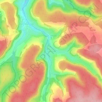 Mapa topográfico Santenoge, altitud, relieve