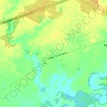 Mapa topográfico Langford, altitud, relieve