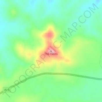 Mapa topográfico The Twins, altitud, relieve