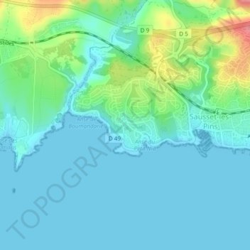 Mapa topográfico Pin, altitud, relieve