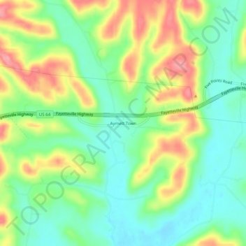Mapa topográfico Aymett Town, altitud, relieve