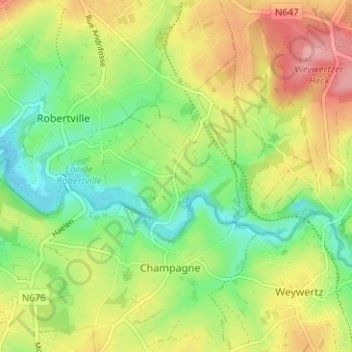 Mapa topográfico Outrewarche, altitud, relieve