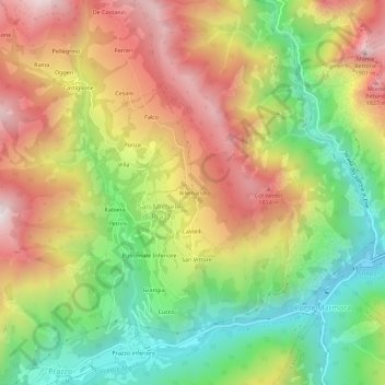 Mapa topográfico Allemandi, altitud, relieve