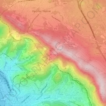 Mapa topográfico Conconello, altitud, relieve