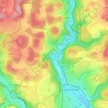 Mapa topográfico Bronnen, altitud, relieve