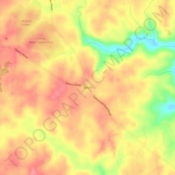 Mapa topográfico Tench, altitud, relieve