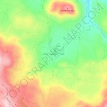 Mapa topográfico Mahuaypampa, altitud, relieve