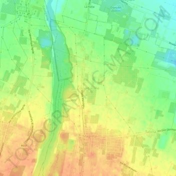 Mapa topográfico Colombarone, altitud, relieve