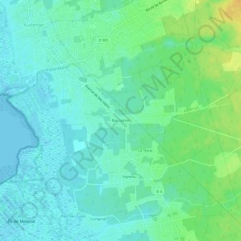Mapa topográfico Bas Vallon, altitud, relieve