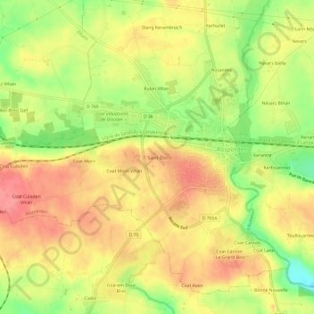 Mapa topográfico Saint-Éloi, altitud, relieve