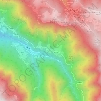 Mapa topográfico Zoreri, altitud, relieve