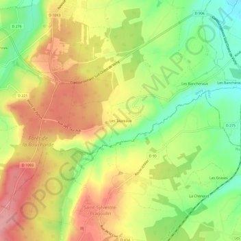 Mapa topográfico Les Taureaux, altitud, relieve