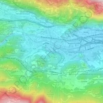 Mapa topográfico Balma di Grosso, altitud, relieve