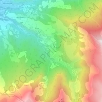 Mapa topográfico La Chalannette, altitud, relieve