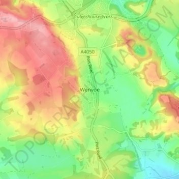 Mapa topográfico Wenvoe, altitud, relieve