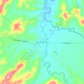 Mapa topográfico Paila Arriba, altitud, relieve