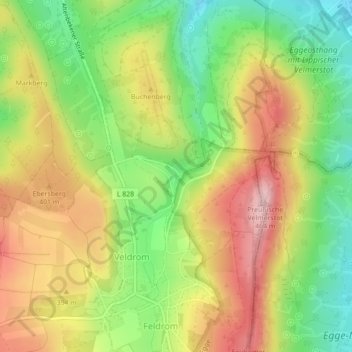 Mapa topográfico Kattenmühle, altitud, relieve