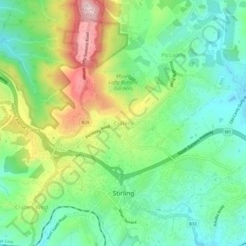 Mapa topográfico Crafers, altitud, relieve