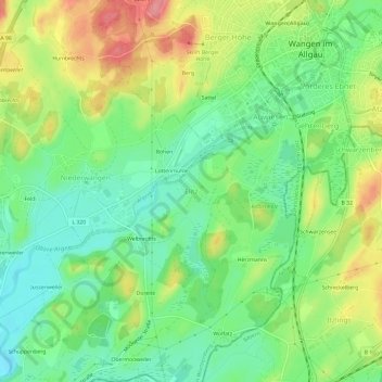 Mapa topográfico Elitz, altitud, relieve