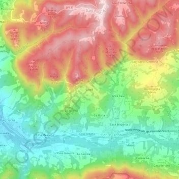 Mapa topográfico Livelli, altitud, relieve