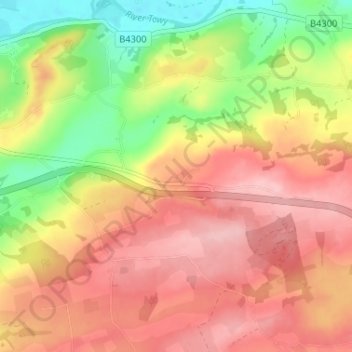 Mapa topográfico Nantycaws, altitud, relieve