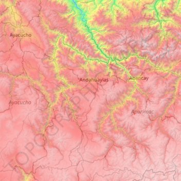 Mapa topográfico Andahuaylas, altitud, relieve
