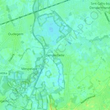 Mapa topográfico Denderbelle, altitud, relieve