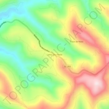 Mapa topográfico Linha São Paulo, altitud, relieve