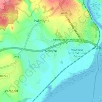 Mapa topográfico Mathern, altitud, relieve