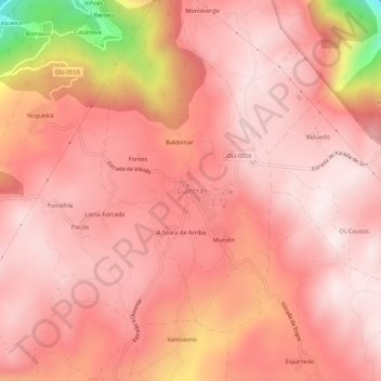 Mapa topográfico Luíntra, altitud, relieve