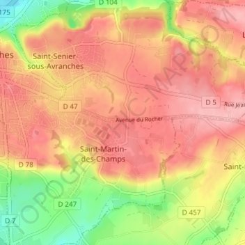 Mapa topográfico La Forge, altitud, relieve