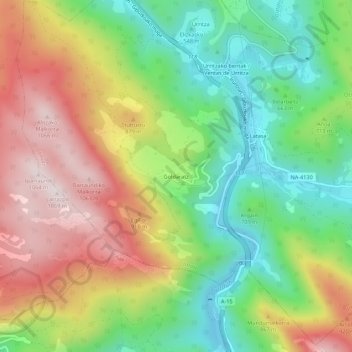 Mapa topográfico Goldáraz, altitud, relieve