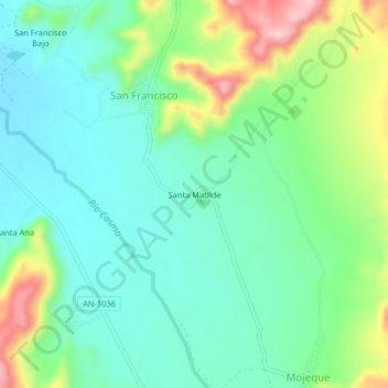 Mapa topográfico Santa Matilde, altitud, relieve