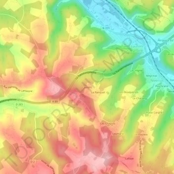 Mapa topográfico Laurent, altitud, relieve