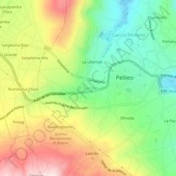 Mapa topográfico El Tambo, altitud, relieve