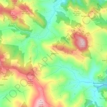 Mapa topográfico Visiano, altitud, relieve