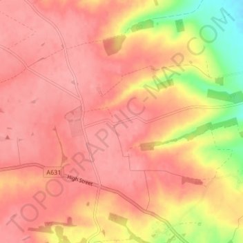 Mapa topográfico North Elkington, altitud, relieve