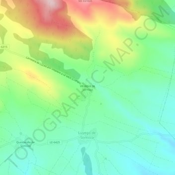 Mapa topográfico Villalibre de Somoza, altitud, relieve