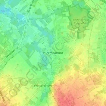 Mapa topográfico Vliermaalroot, altitud, relieve
