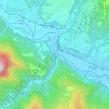 Mapa topográfico Turritecava, altitud, relieve