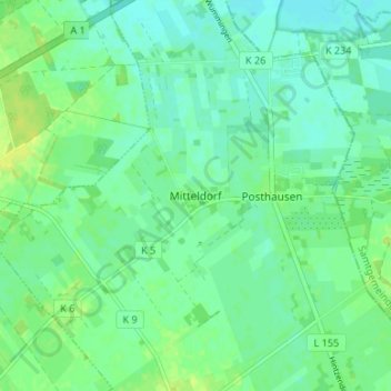 Mapa topográfico Mitteldorf, altitud, relieve