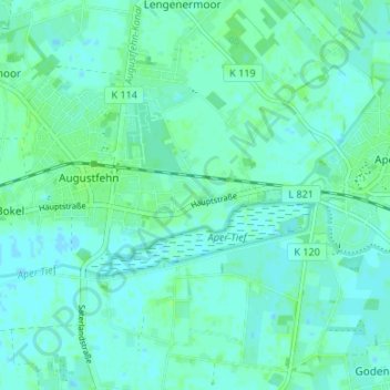 Mapa topográfico Hengstforde, altitud, relieve