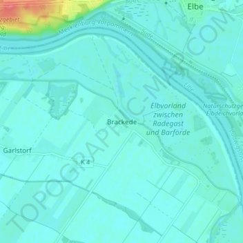 Mapa topográfico Brackede, altitud, relieve