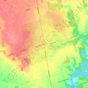 Mapa topográfico Nobleton, altitud, relieve